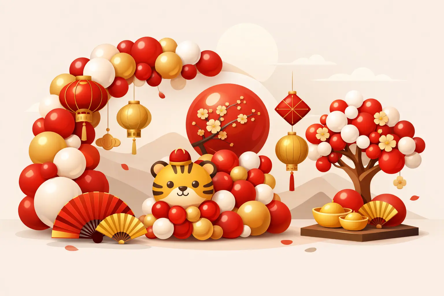 chinese new year balloon decor, Chinese New Year Balloon Decor Ideas, Singapore Balloon Decoration Services - Balloon Workshop and Balloon Sculpting